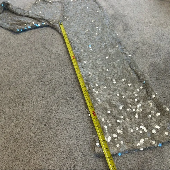 Zara champagne gold sequin embellished sparkly knit dress pants pull on L NWOT - Picture 9 of 15